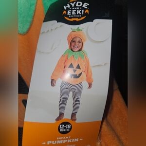 Pumpkin Costume for Kids Infant 12-18 Month- Orange and Green Fleeve Pullover